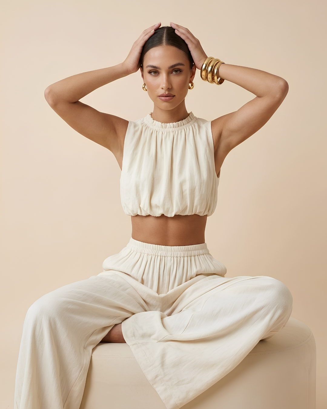 Crop Top and Wide-Leg Pants Set