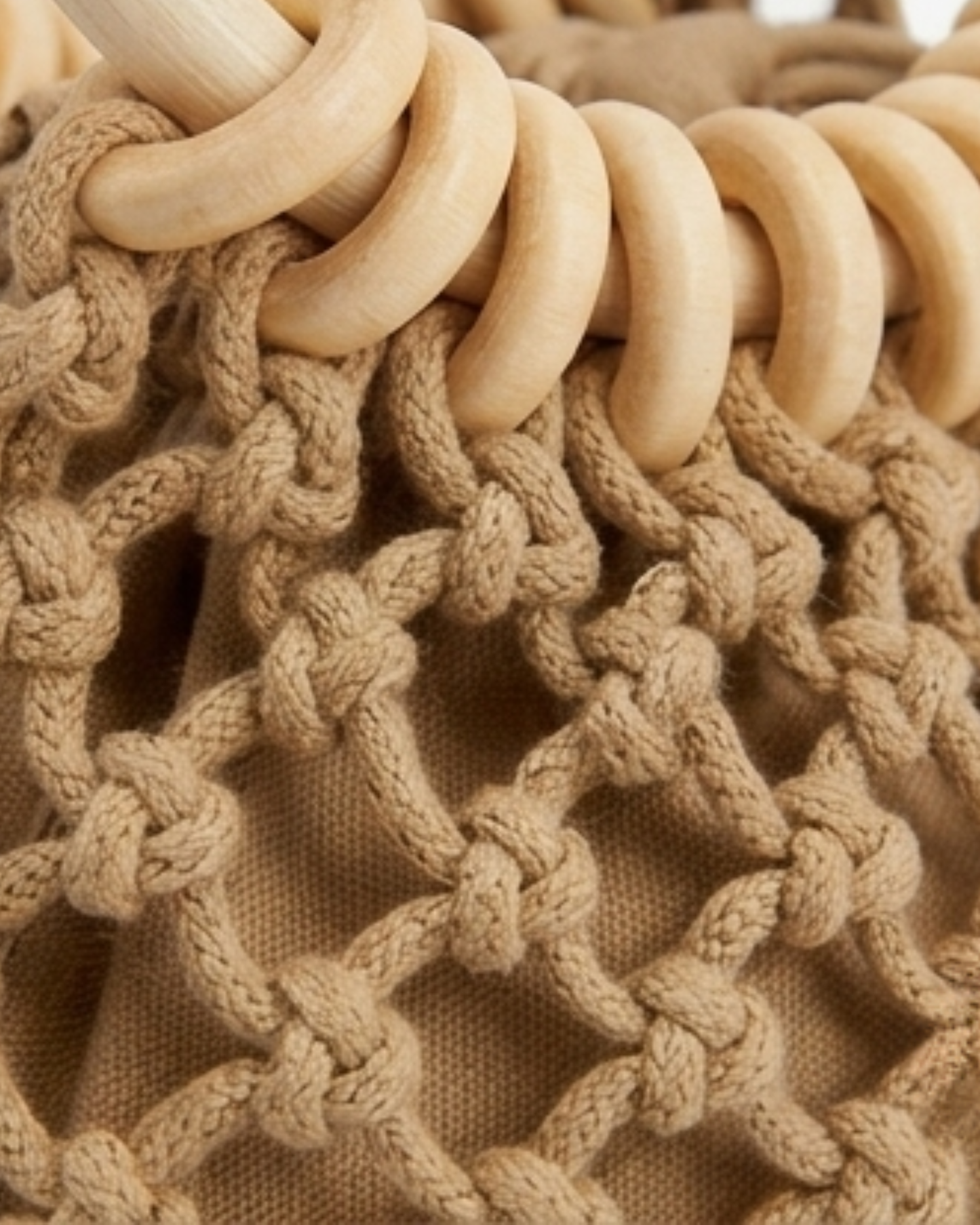 Petit Sac Macramé Anneaux Bois
