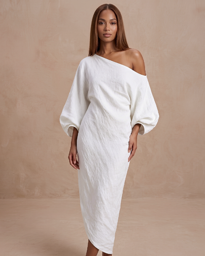 Asymmetric Neck Maxi Dress