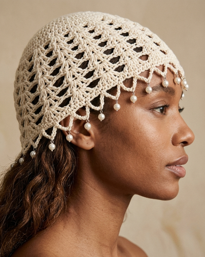 Handmade Beaded Crochet Beanie