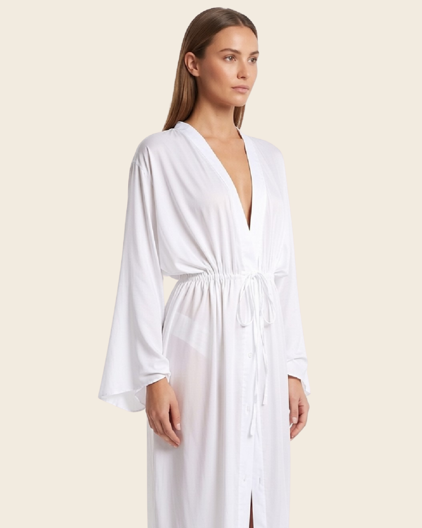 Kimono Cache-Maillot Col V Ceinturé