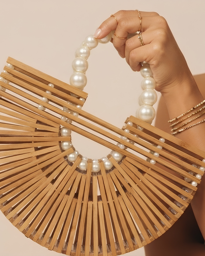 Half-Moon Bamboo Beaded Bag