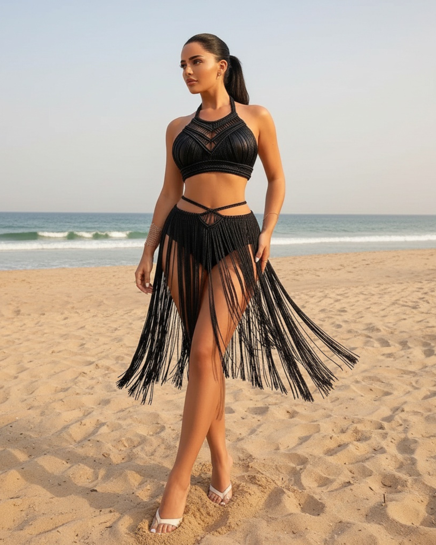 Ensemble Macramé Franges Bustier & Jupe