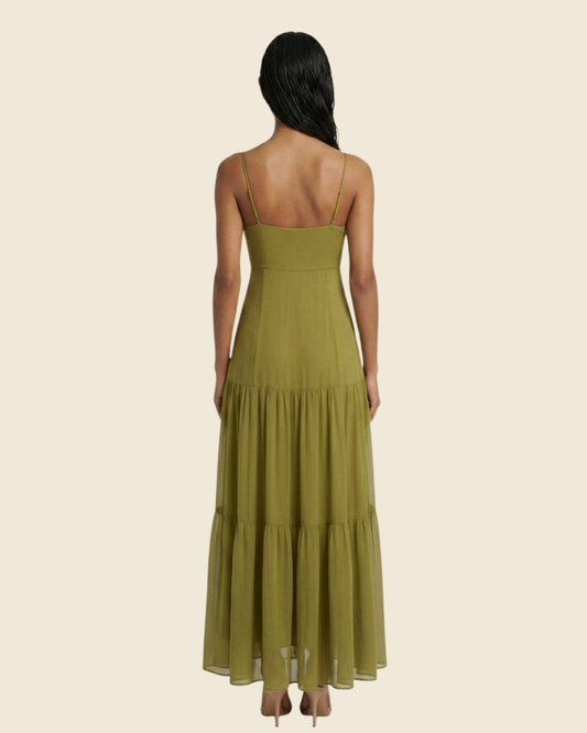 Robe Maxi Bustier Froncé Dorée