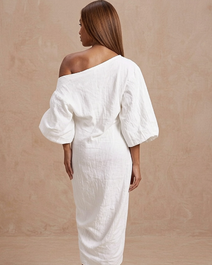 Asymmetric Neck Maxi Dress