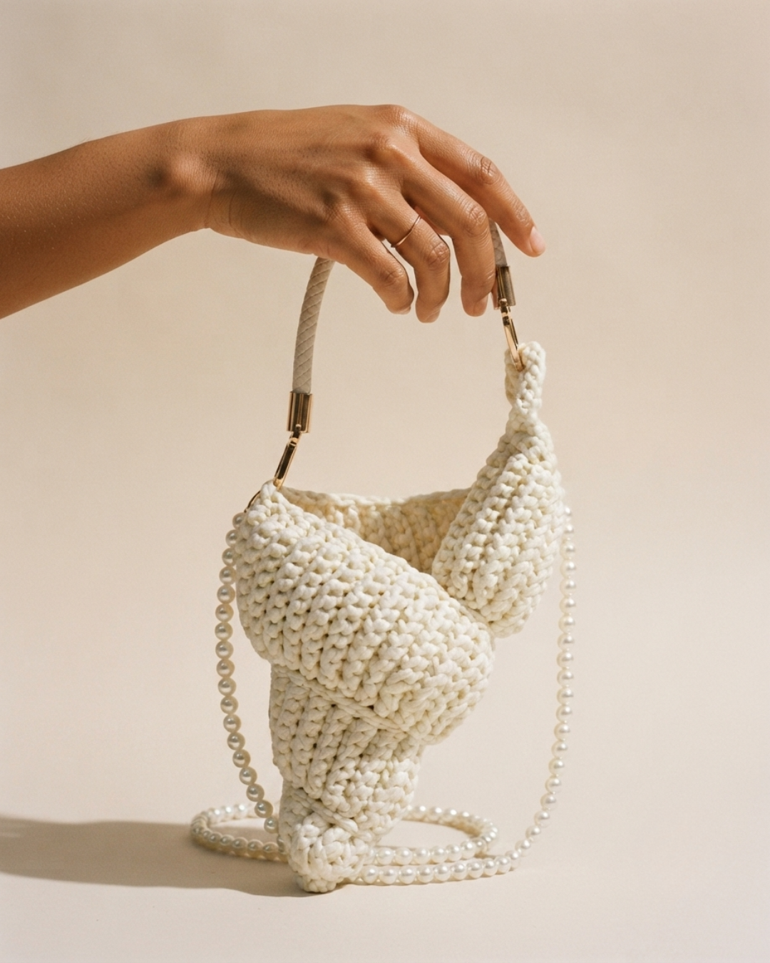 Braided Shell Beaded Crossbody Bag