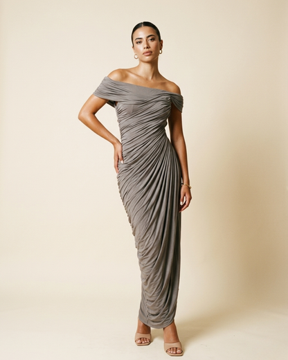 Draped One-Shoulder Dress