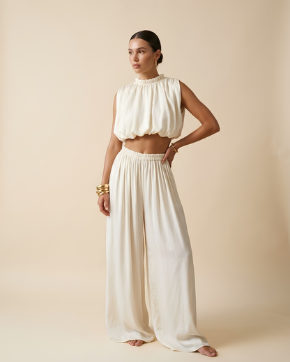 Crop Top and Wide-Leg Pants Set