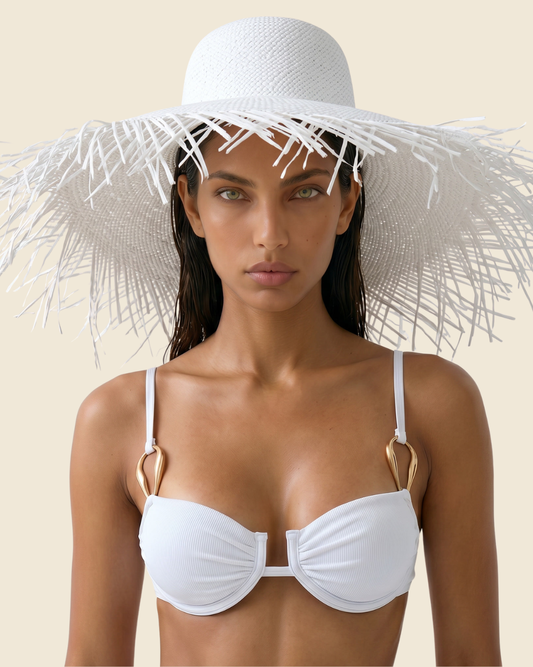 Chapeau Paille Franges XL
