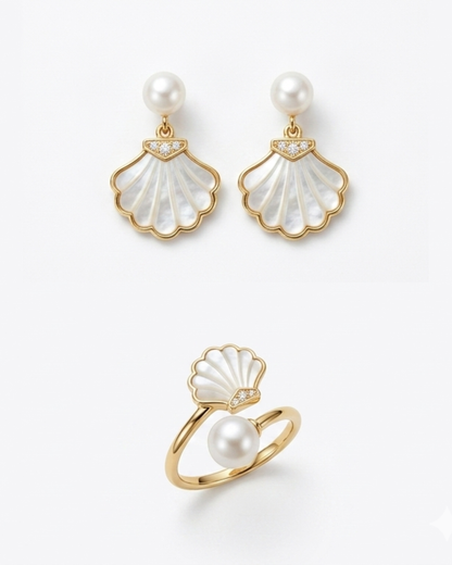 Mother-of-Pearl Shell Golden Pearl Set
