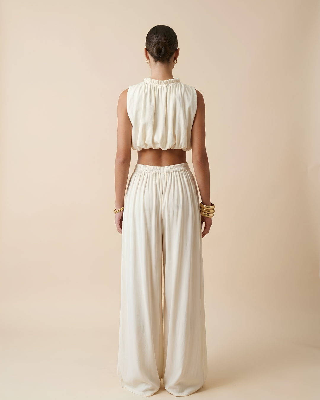 Ensemble Crop Top Bouffant Pantalon Large