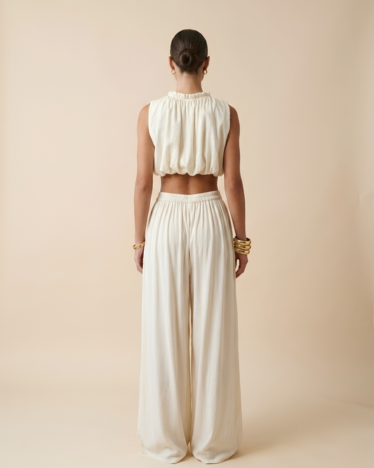 Crop Top and Wide-Leg Pants Set