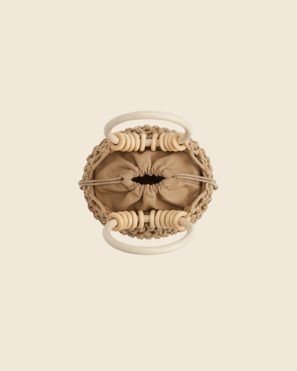 Small Macrame Bag Wooden Rings