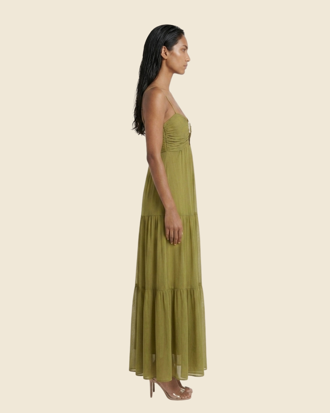 Robe Maxi Bustier Froncé Dorée