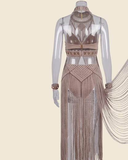 Goddess Festival Fringed Macramé Dress