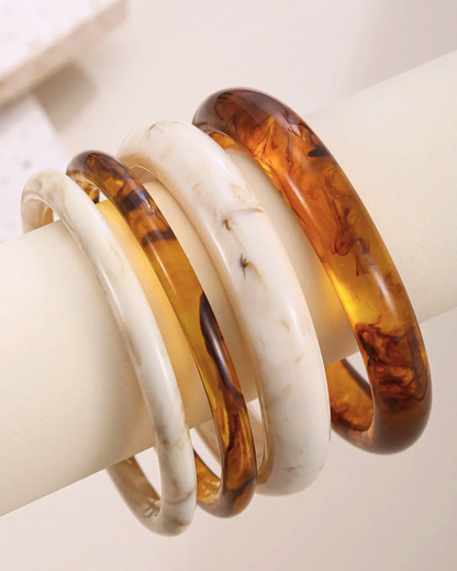 Set of 4 Marble Effect Resin Bangles