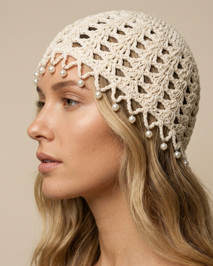 Handmade Beaded Crochet Beanie