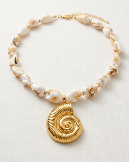 Ocean Pearls Necklace with Starfish & Seashell Pendant