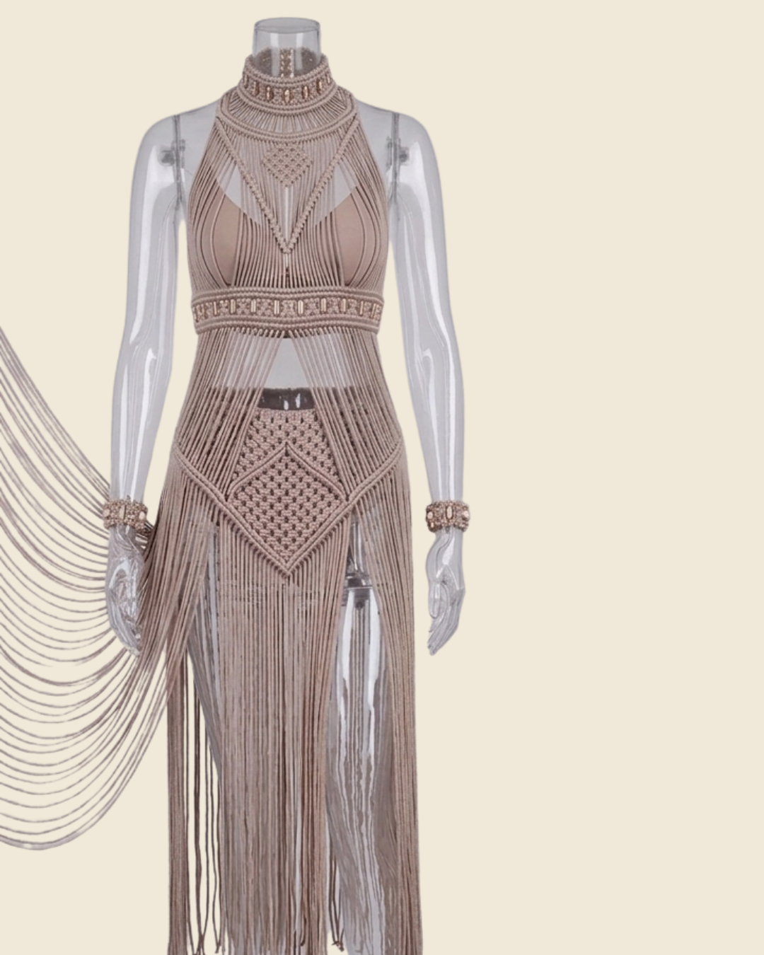 Robe Macramé Franges Déesse Festival