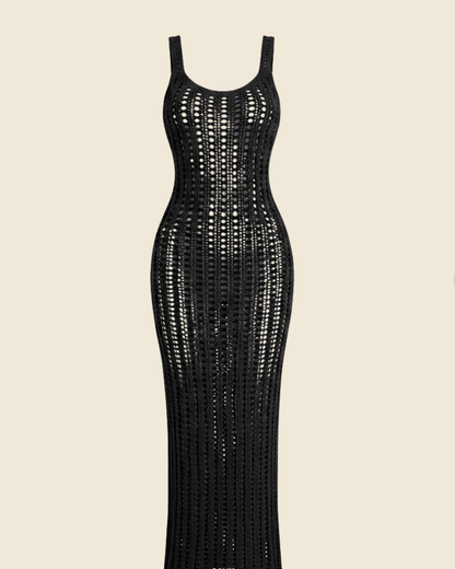 Mesh Knit Halter Cover-Up Dress