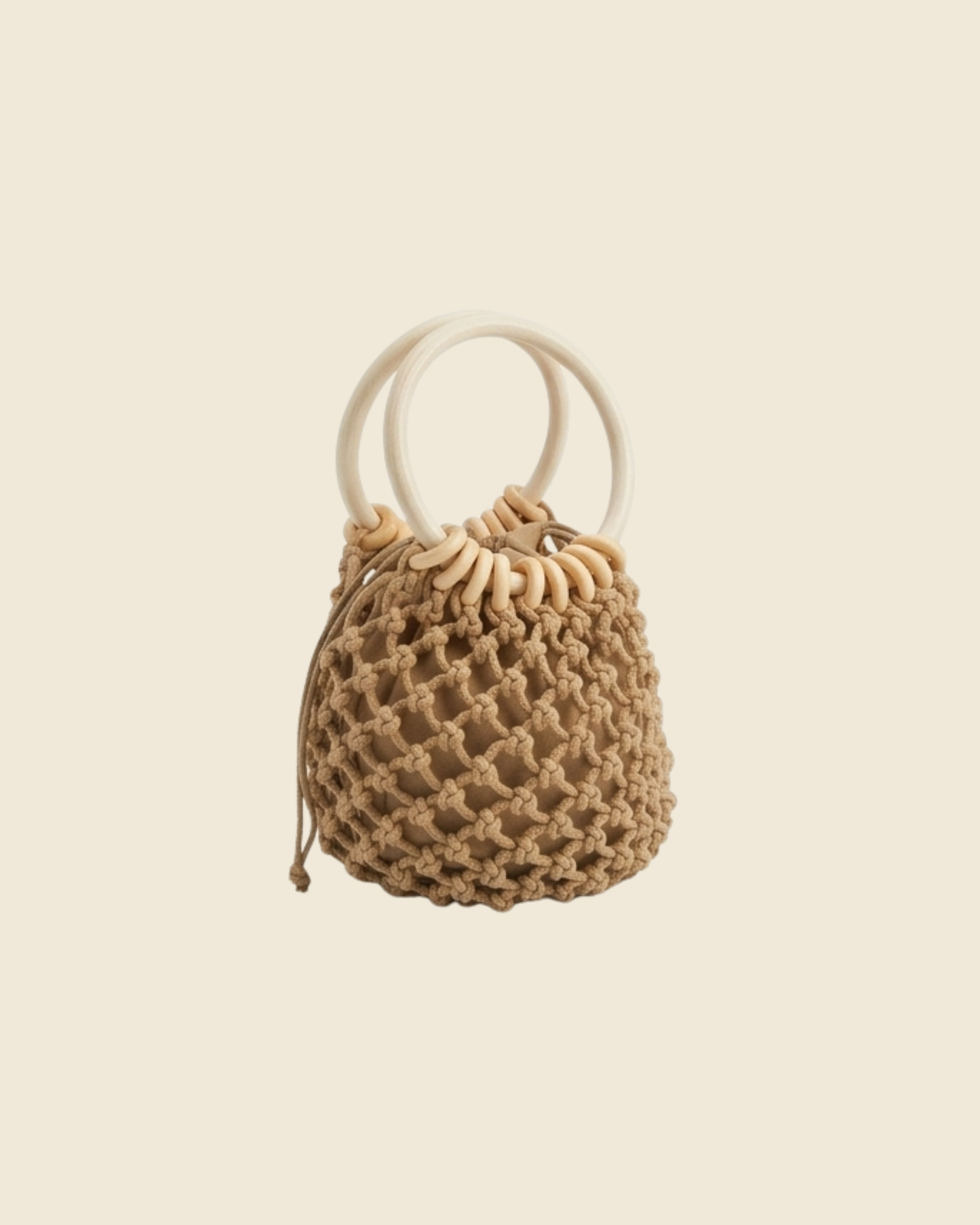 Petit Sac Macramé Anneaux Bois