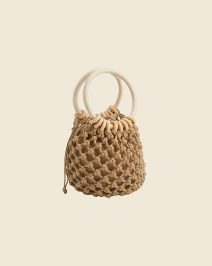 Small Macrame Bag Wooden Rings