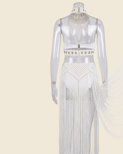 Goddess Festival Fringed Macramé Dress