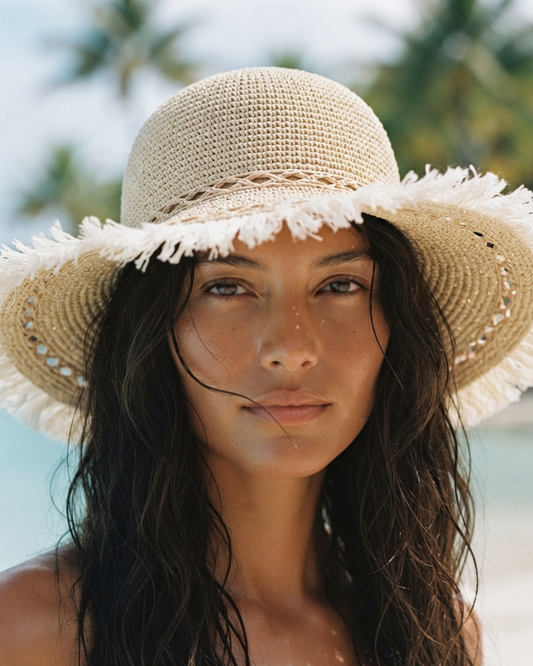 Chapeau Paille Larges Bords Franges