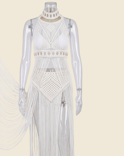 Goddess Festival Fringed Macramé Dress