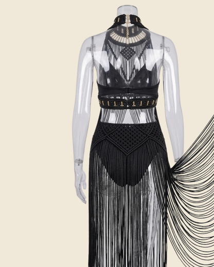 Goddess Festival Fringed Macramé Dress