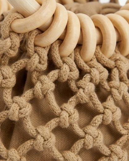 Small Macrame Bag Wooden Rings