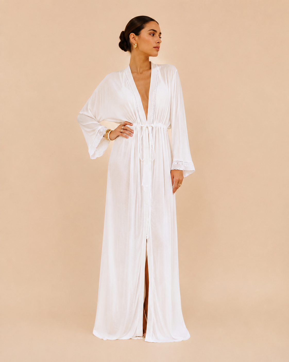 Kimono Belted V-Neck Cover-Up