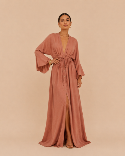 Kimono Belted V-Neck Cover-Up