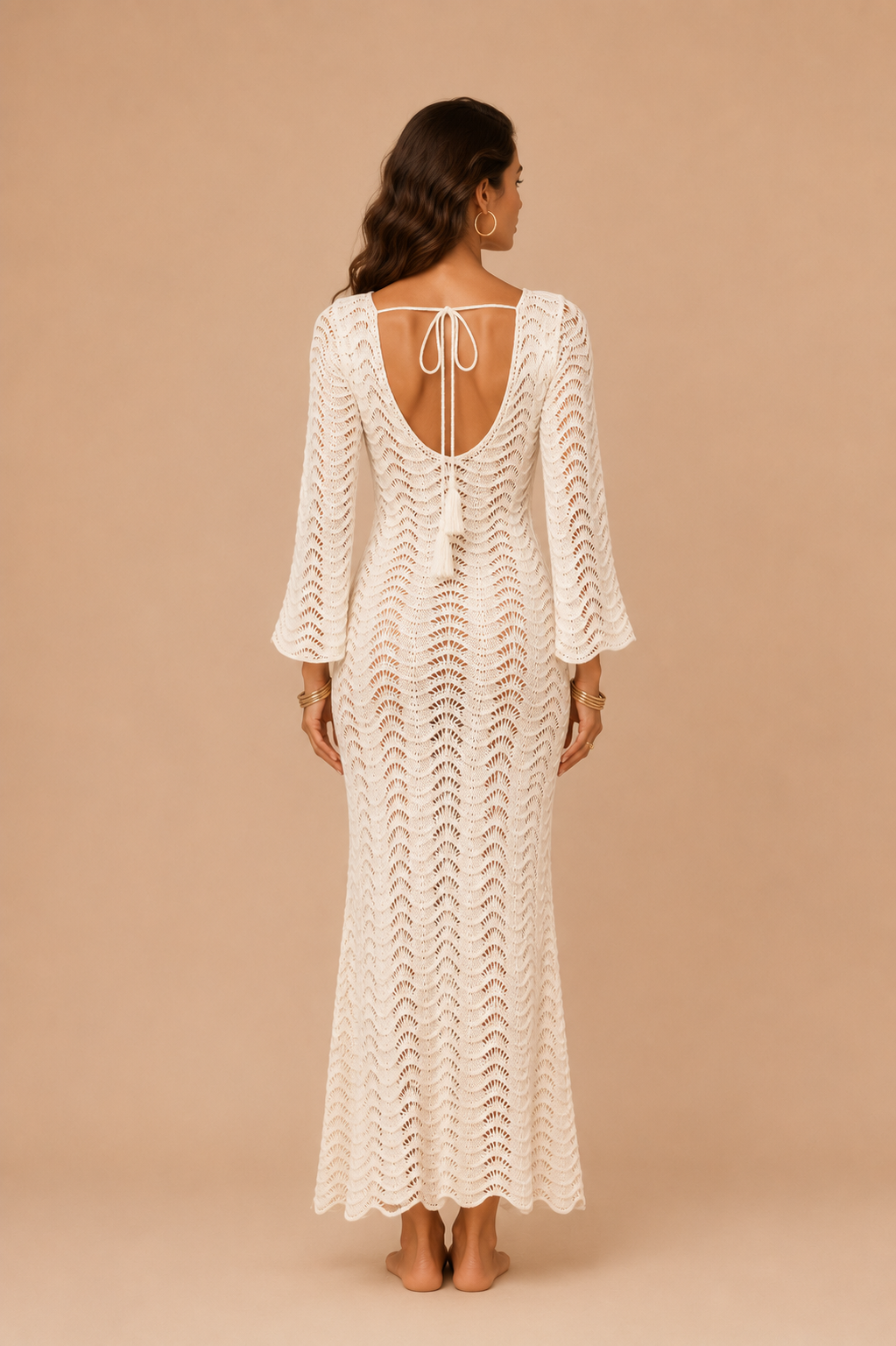 Wavy Crochet Tie-Back Beach Dress