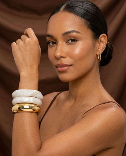 Set of Mother-of-Pearl & Gold Resin Bangles