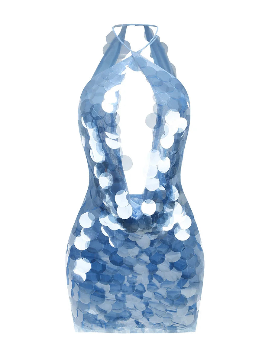 OCEANE Mini Robe Sequin Bleu