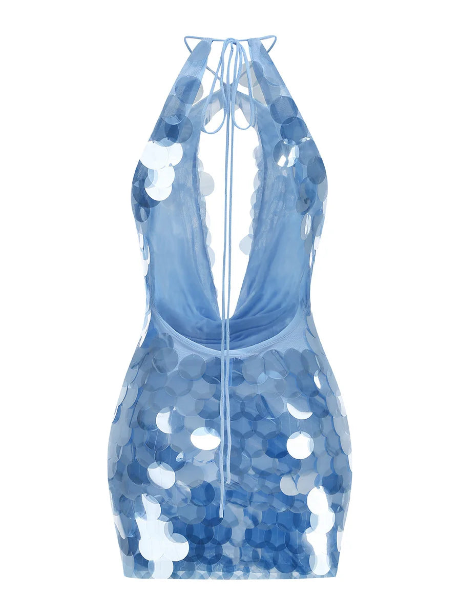 OCEANE Mini Robe Sequin Bleu