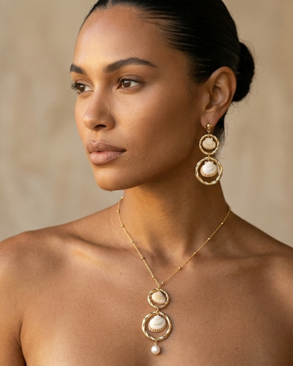 Natural Seashell Gold Ring Set
