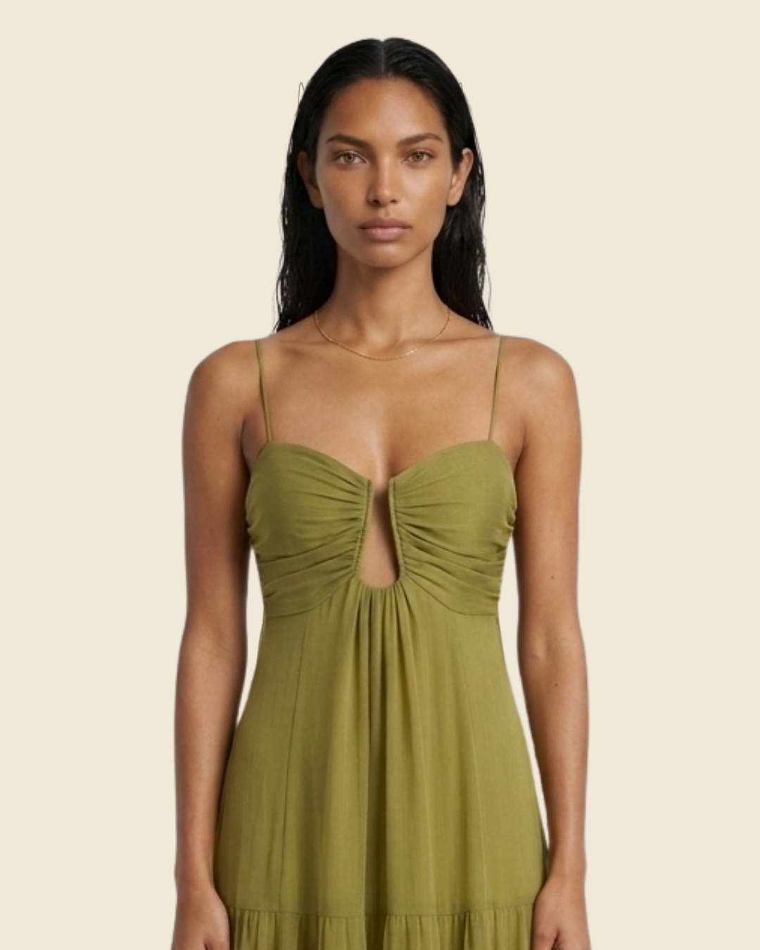 Robe Maxi Bustier Froncé Dorée